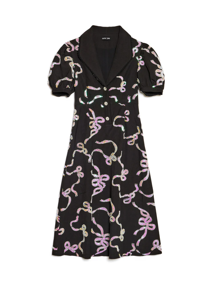 Ripple Bow Embellished Midi Dress - Image 7