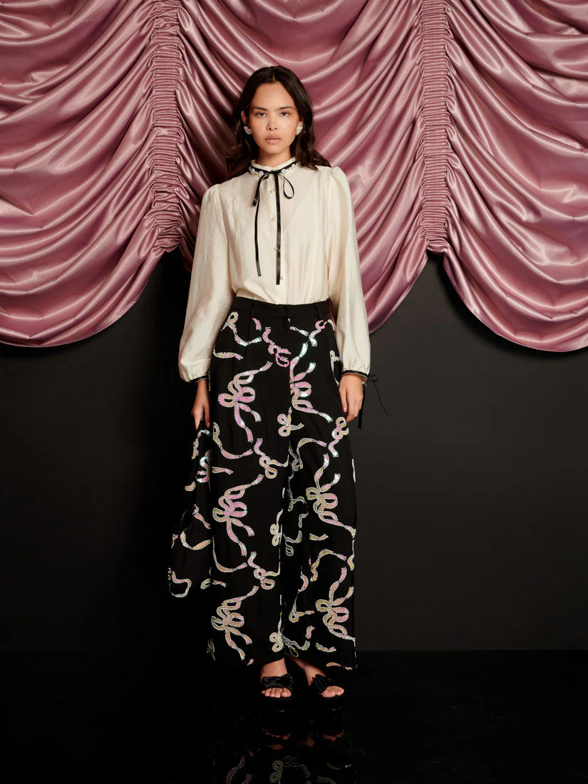 Ripple Bow Embellished Trousers - Image 4